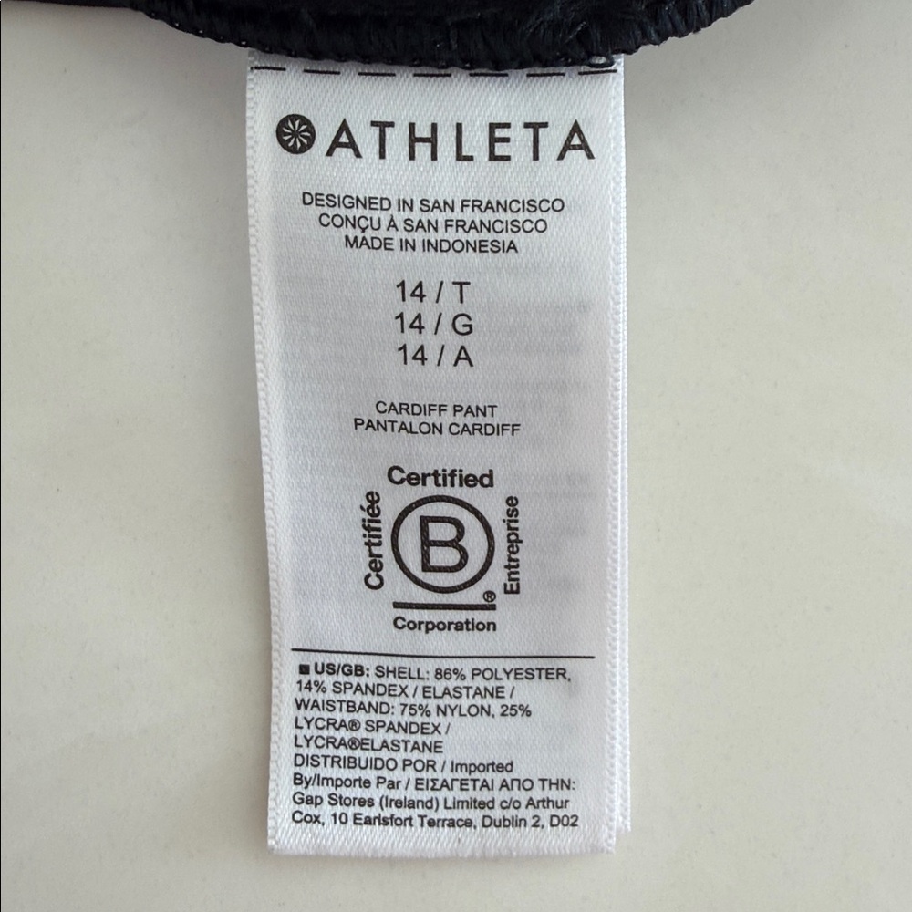 ATHLETA Cartiff Pant Black Tie Waist Cuffed Track Pants Size 14 Tall - Picture 11 of 12